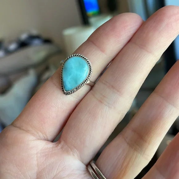 NEW Sterling silver Larimar ring - size 6.5 - Picture 4 of 6